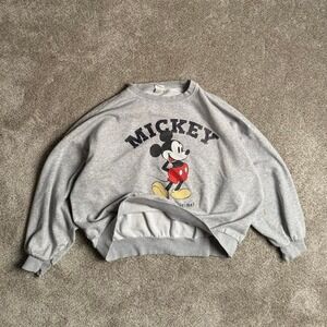 VINTAGE STYLE MICKEY MOUSE HEATHER GREY SWEATSHIRT